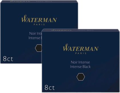 WATERMAN PARIS Fountain Pen Ink Cartridges Refill Intense Black Pack of 2 WAT52021 Smooth Flowing and Long Lasting Inks